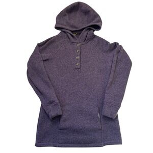 Cabela's Heathered Purple Button Sweatshirt Hoodie Kangaroo Pocket Small Classic